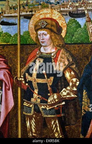 San Gereon ( dettaglio ) Master della glorificazione della Vergine (attivo a Colonia xv secolo ) Sant'Anna, la Vergine e il Bambino Gesù con i Santi Cristoforo, Gereon e Peter 1480 il tedesco in Germania Foto Stock