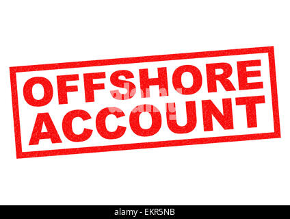 ACCOUNT OFFSHORE rosso timbro di gomma su uno sfondo bianco. Foto Stock