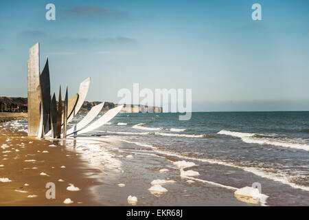 Il memoriale sulla spiaggia di Omaha in Normandia, Francia Foto Stock