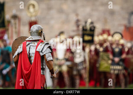 Cartaginesi e Romani Festival. Soldato Romano. Foto Stock