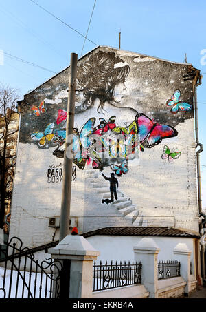 Bella foto sulla parete dell'edificio fotografato vicino fino Foto Stock