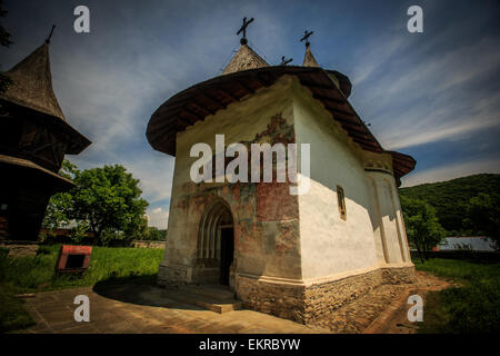 Patrauti monastero - uno dei tanti monasteri dipinti di Bucovina, Romania Foto Stock