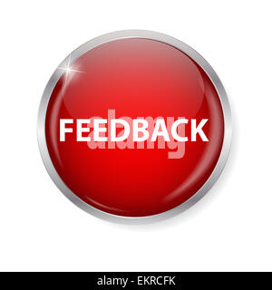 Realistico Feedback lucida Computer pulsante icona Vector illustrat Foto Stock