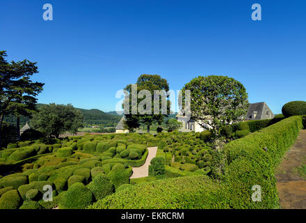 Sovrastante i giardini di Marqueyssac , Vezac, Dordogne, Perigord, Aquitaine, Francia Europa Foto Stock