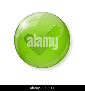 Segno di spunta verde pulsante icona illustrazione vettoriale Foto Stock Segno di spunta verde pulsante icona illustrazione vettoriale Foto Stock