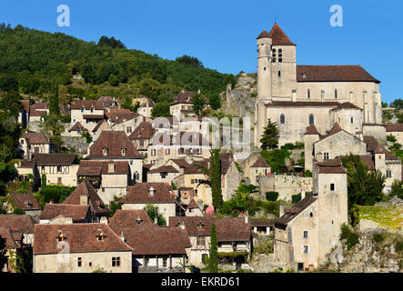 Saint-Cirq-Lapopie, Departement Lot, Midi-Pirenei, Frankreich Foto Stock