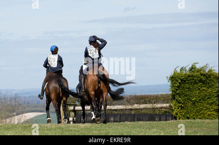 Piloti su una divertente corsa sulla galoppa a Whitehill vicino Kingsclere nel nord Hampshire REGNO UNITO Foto Stock