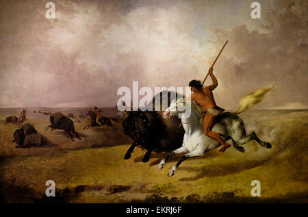 Buffalo Hunt sulle praterie sudoccidentale - 1845 Foto Stock