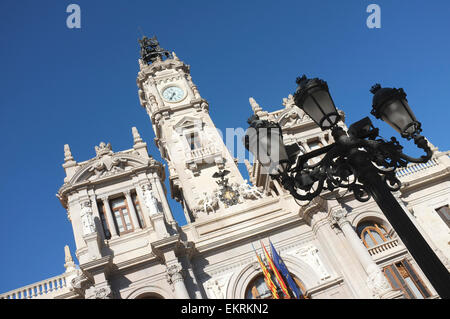 Architettura ornati di Valencia di vecchi edifici Foto Stock