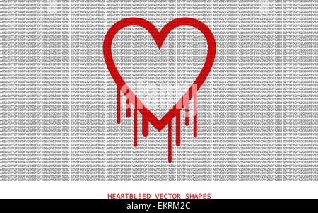 Heartbleed openssl bug forma vettoriale, spurgo cuore con la parete del testo nella parte anteriore Illustrazione Vettoriale