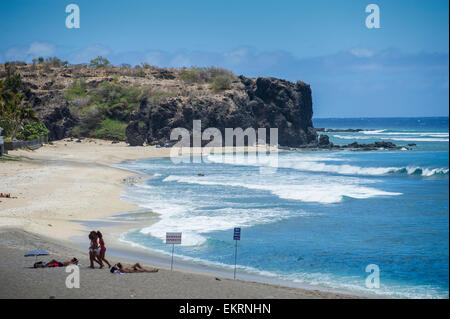 La spiaggia di Boucan non possono, Saint-Gilles-les-Bains sull isola di Reunion un dipartimento d'oltremare della Francia. Foto Stock