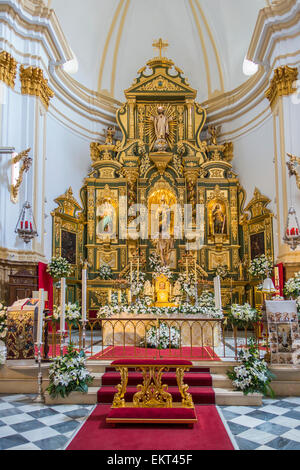 Piazza della chiesa di Marbella città vecchia regione, Chiesa di Nostra Signora dell'Incarnazione (Iglesia Mayor de la Encarnación) Foto Stock