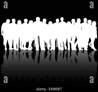 Persone in piedi sagomano lo sfondo Illustrazione Vettoriale