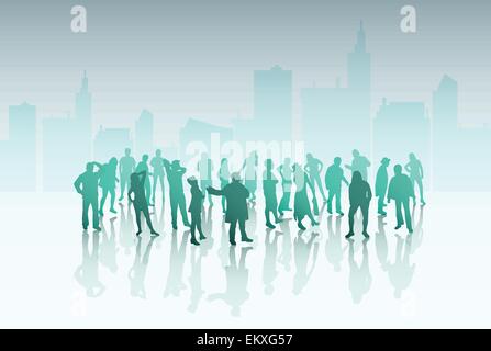 Silhouette di persone all'aperto Illustrazione Vettoriale