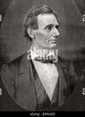 Abraham Lincoln, 1809 - 1865. Sedicesimo Presidente degli Stati Uniti d'America. Foto Stock