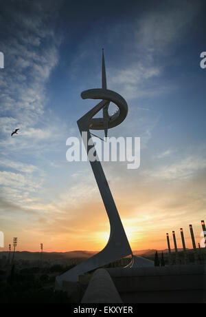 Parte superiore del Montjuic Torre di Comunicazione Barcellona Foto Stock