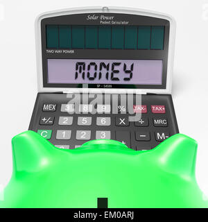 Denaro Calculator dimostra la prosperità delle entrate e contanti Foto Stock