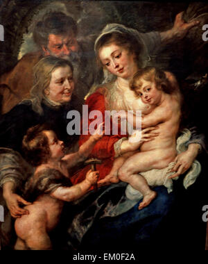 La Santa Famiglia santa Elisabetta e San Giovanni Battista 1634 Peter Paul Rubens (1577-1640) belga fiamminga del Belgio Foto Stock