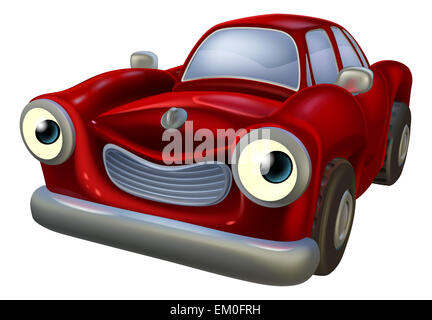 Un felice red vecchia auto personaggio dei fumetti Foto Stock