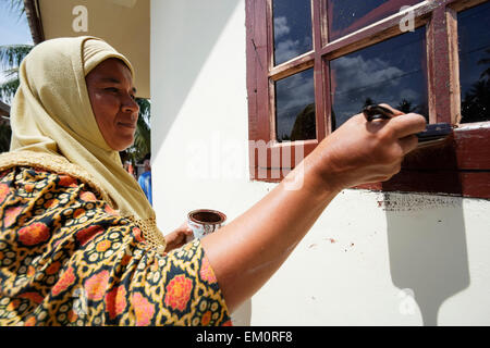 Casa,Pittura,Indonesia,Donna,la provincia di Aceh Foto Stock