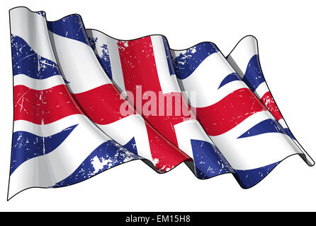 Union Jack (1606-1801 del re colori) graffiato Foto Stock