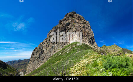 Spina vulcanica di Roque de Agando,La Gomera, isole Canarie Foto Stock