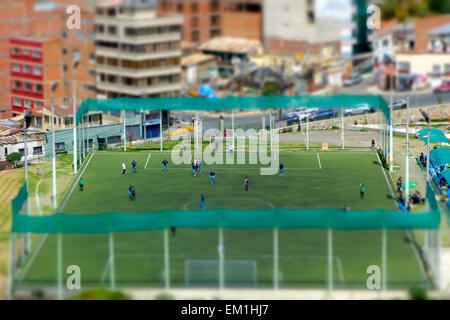 Partita di calcio (effetto miniatura). La Paz. Bolivia Foto Stock