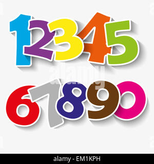 Set di nastro colorato font. Numeri 0,1,2,3,4,5,6,7,8,9,0. Nuovo anno 2015. Illustrazione Vettoriale Foto Stock