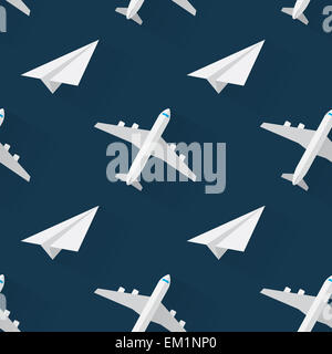 Sfondo senza soluzione di continuità con gli aerei moderni stile piatto Foto Stock
