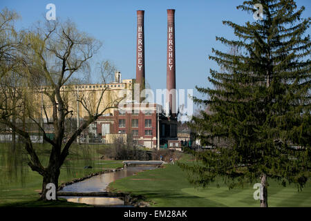 Una vista dell'originale Hershey Chocolate Factory di Hershey, Pennsylvania. Foto Stock