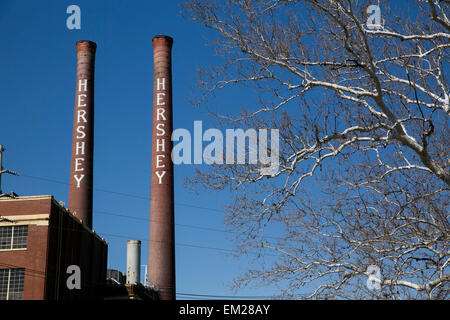 Una vista dell'originale Hershey Chocolate Factory di Hershey, Pennsylvania. Foto Stock