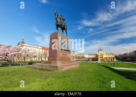 Zagabria,re Tomislav statua Foto Stock