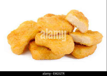 Fried Chicken Nuggets isolati su sfondo bianco Foto Stock
