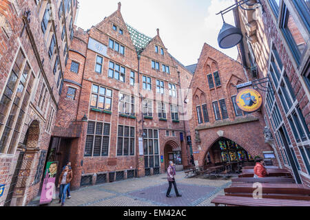 Edifici in mattoni di Boettcher storico Street nella città vecchia di Brema, Germania Foto Stock