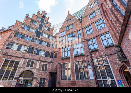 Edifici in mattoni di Boettcher storico Street nella città vecchia di Brema, Germania Foto Stock