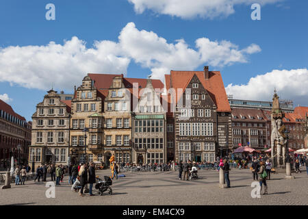 Piazza principale nella città vecchia di Brema, Germania Foto Stock