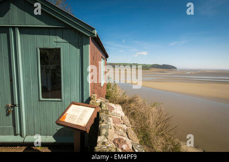 Dylan Thomas iscritto capannone Laugharne Carmarthenshire Galles Foto Stock
