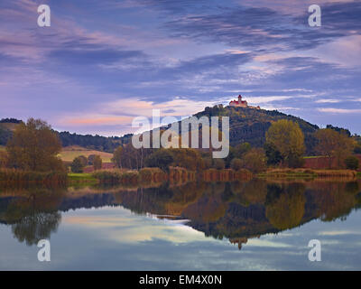 Wachsenburg castello vicino Muehlberg, Turingia, Germania Foto Stock
