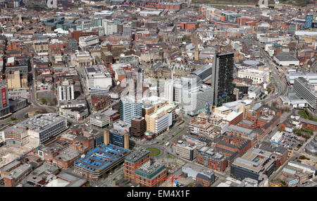 Vista aerea del centro della città di Sheffield, South Yorkshire, Regno Unito Foto Stock