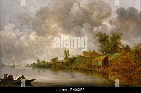 Jan van Goyen (Leida 1596 - 1656 Den Haag ) Paesaggio con fiume 1652 Paesi Bassi Paesi Bassi Foto Stock
