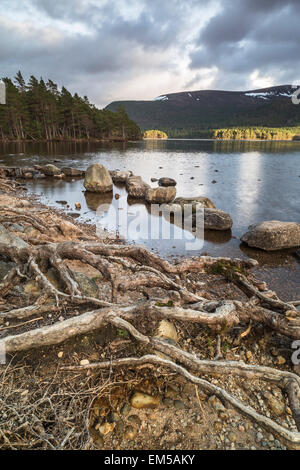 Loch-un-Eilein a Aviemore nelle Highlands della Scozia. Foto Stock