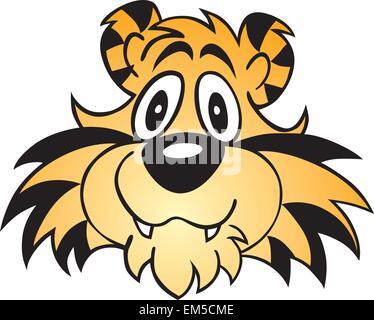 Illustrato Cartoon Tiger faccia isolato su bianco Illustrazione Vettoriale