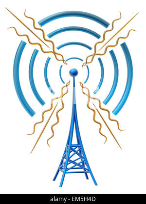 Trasmettitore digitale invia i segnali dalla torre alta Foto Stock