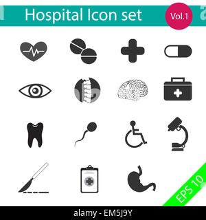 Ospedale Imposta icona illustrazione vettoriale EPS10 Foto Stock