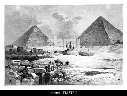 La Piramide di Giza campo, ad ovest di Memphis Foto Stock