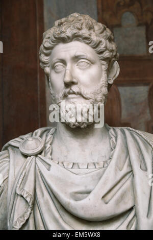 Marco Aurelio (121-180 AD). Imperatore romano da 161-180. Busto. Museo Nazionale Romano. Altemps. Roma. Foto Stock