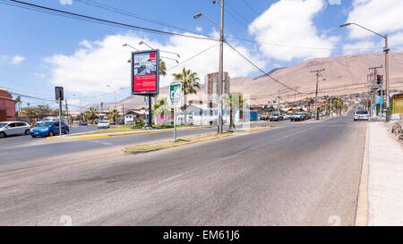 Allarme Tsunami accedi EIquique, Cile, Sud America Foto Stock