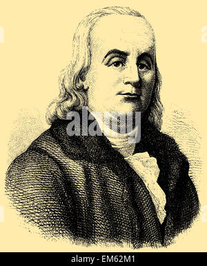 Benjamin Franklin (1706 - 1790), uno dei padri fondatori degli Stati Uniti Foto Stock