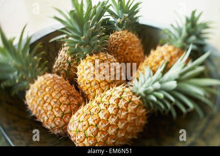 Stati Uniti d'America, Platter di grande ananas maturi; Hawaii Foto Stock