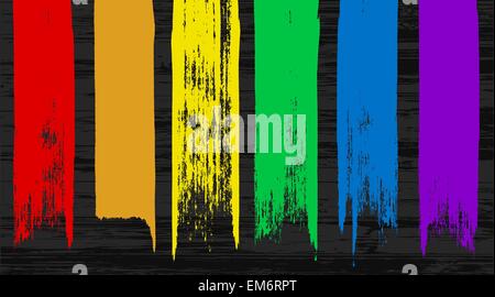 Set di 6 arcobaleno colorato pennello elementi per i vostri disegni Illustrazione Vettoriale